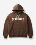 Minimalist Heavyweight "SERENITY" Puff Print Hoodie – Mocha Brown (Luxury Streetwear)