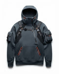 Cyberpunk Tactical Techwear Hoodie – Dark Slate-Gray with Utility Straps