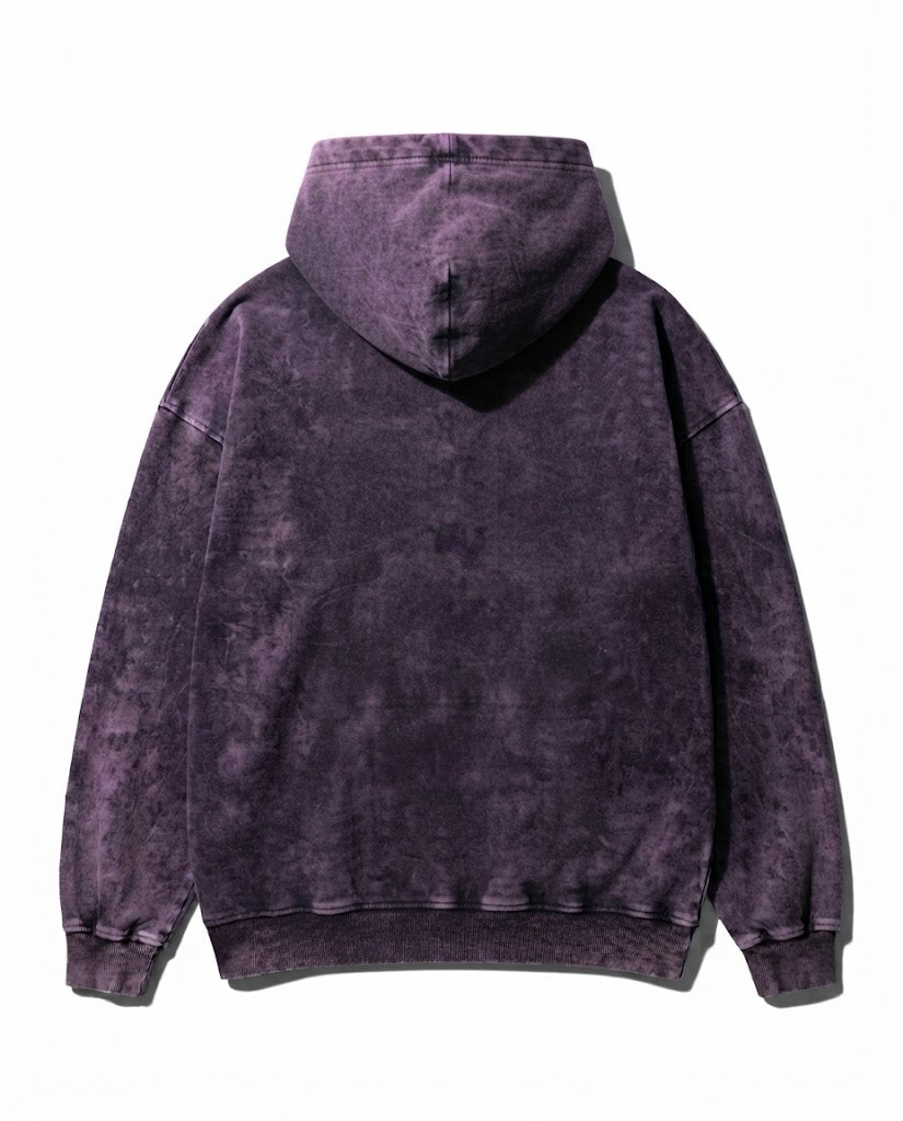 Acid-Washed Heavyweight Oversized Hoodie – Vintage Dark Purple