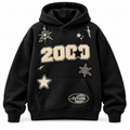 Y2K Vintage "2000" Starburst Black Oversized Hoodie