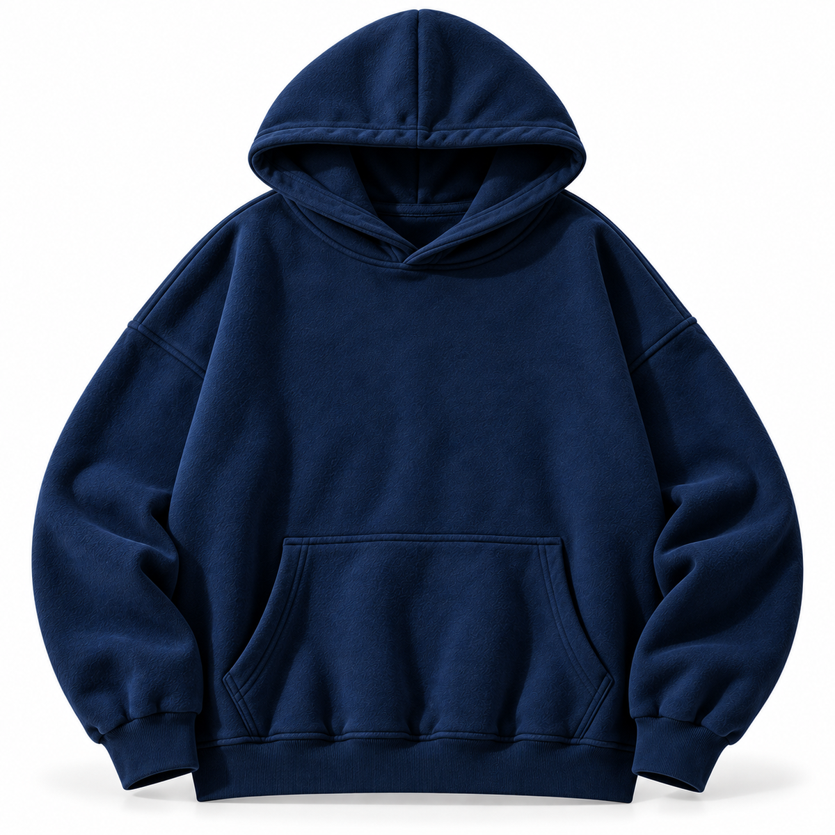 Navy Blue Oversized Hoodie with Golden Yellow Chenille "With Love" Back Embroidery