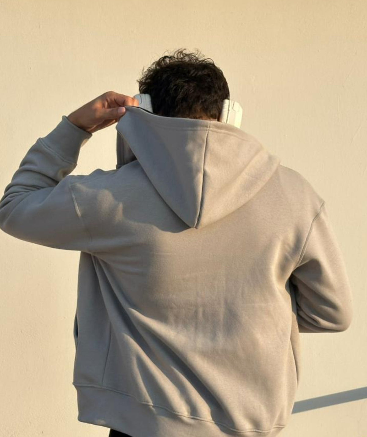 Sweat à capuche zippé oversize épais gris cendré