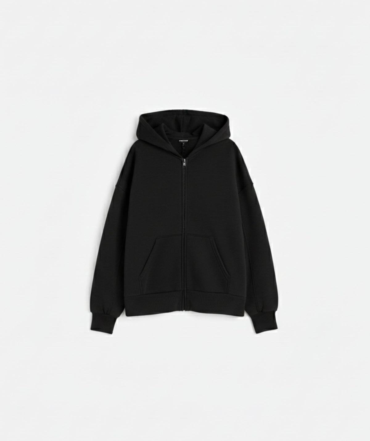 Sweat à capuche zippé oversize épais noir