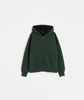 Sweat à capuche oversize zippé vert bouteille en molleton épais