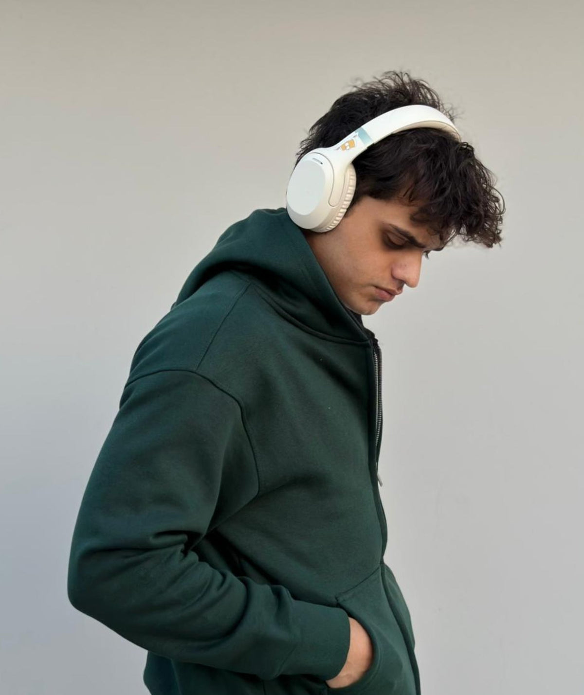 Sweat à capuche oversize zippé vert bouteille en molleton épais