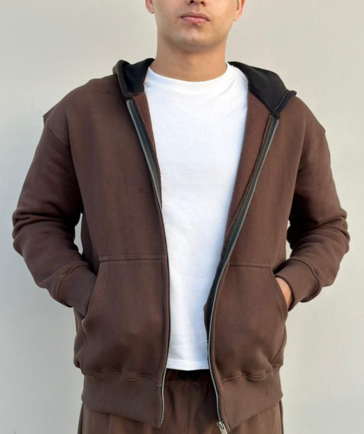 Sweat à capuche oversize épais marron