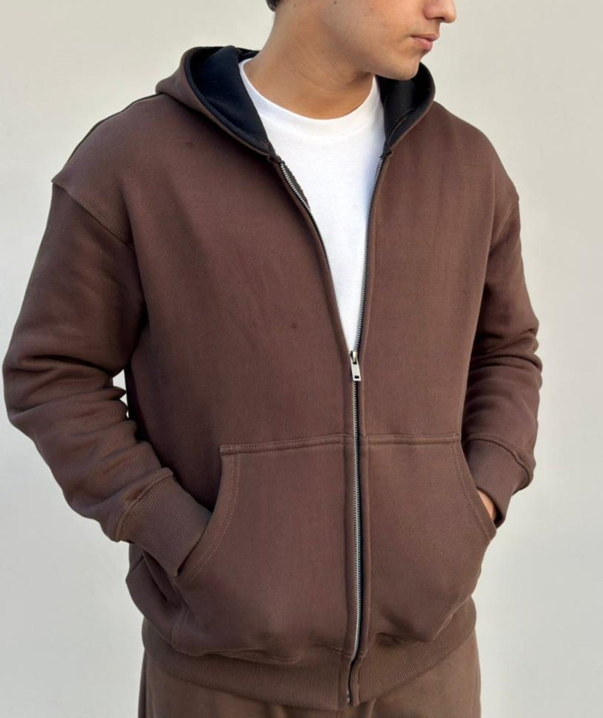 Sweat à capuche oversize épais marron