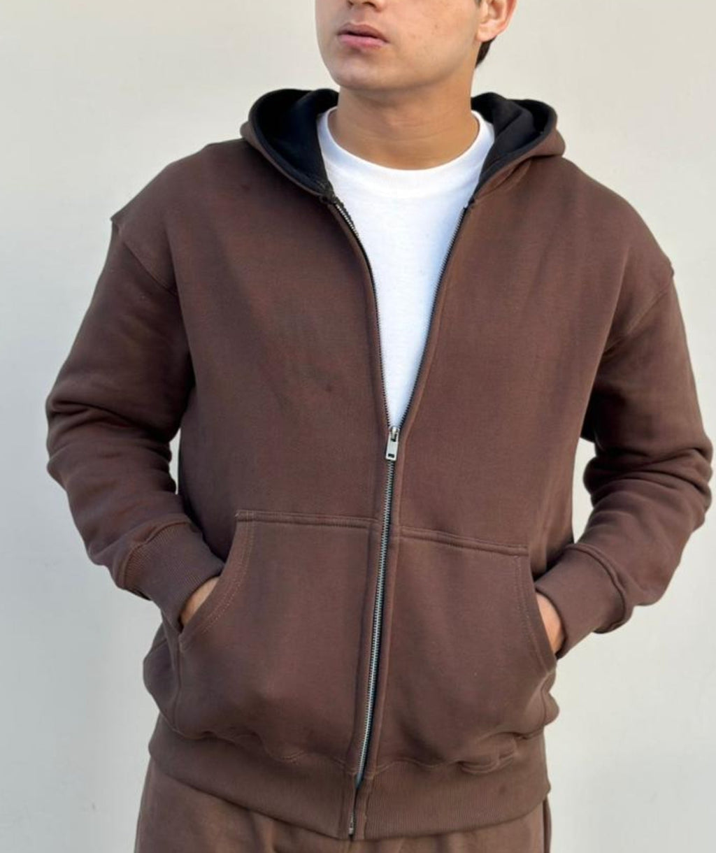 Sweat à capuche oversize épais marron