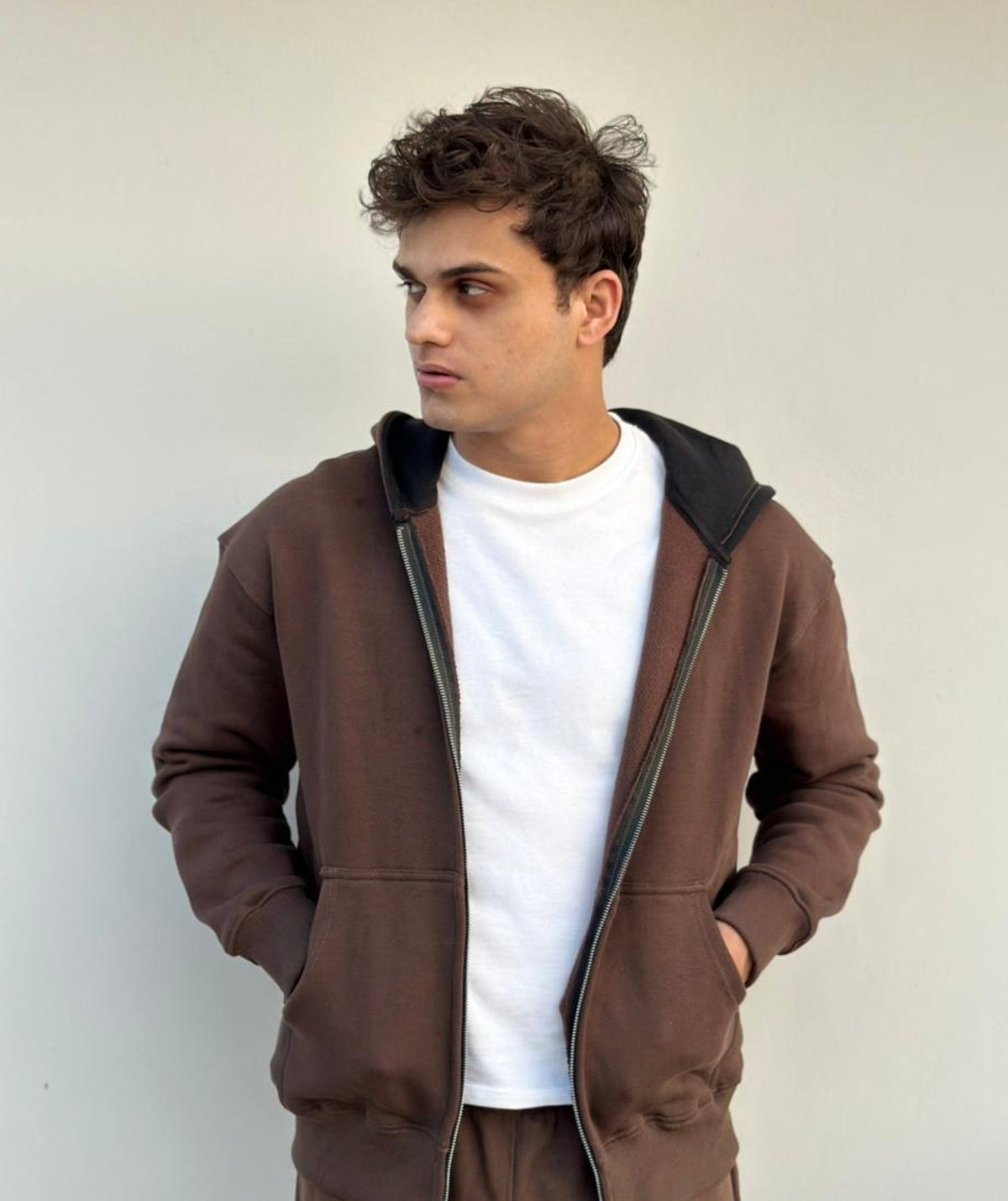 Sweat à capuche oversize épais marron