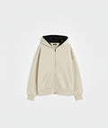 Sweat à capuche zippé oversize épais crème