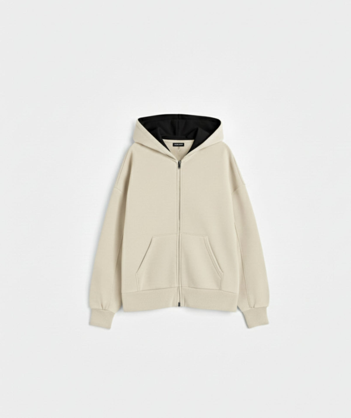 Sweat à capuche zippé oversize épais crème
