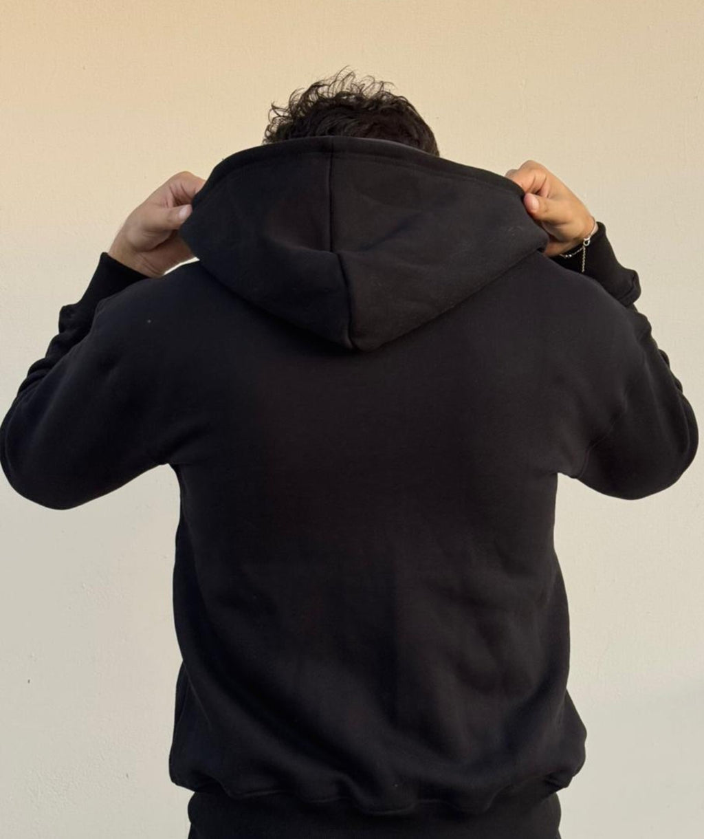 Sweat à capuche zippé oversize épais noir