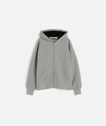 Sweat à capuche zippé oversize épais gris cendré