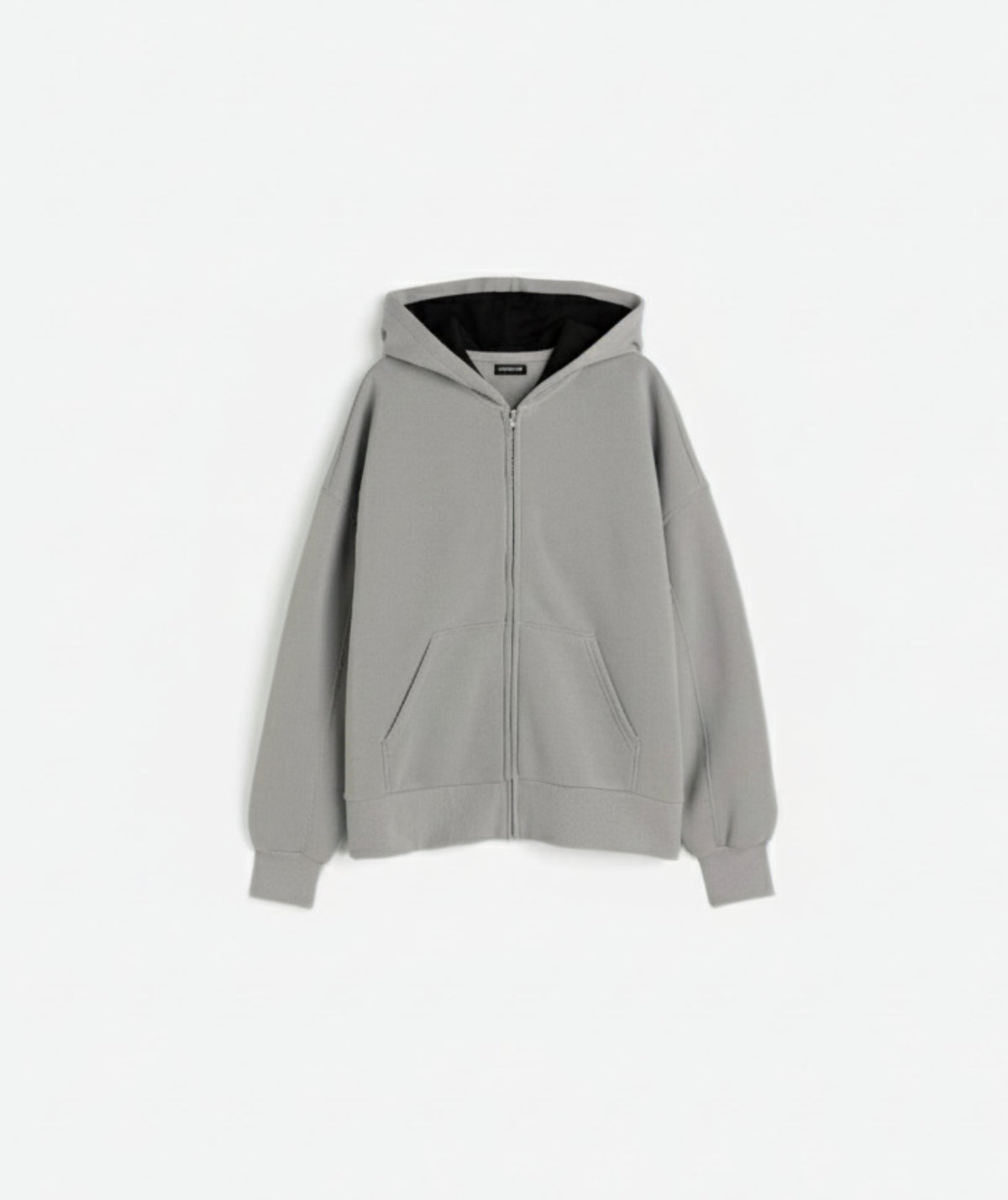 Sweat à capuche zippé oversize épais gris cendré