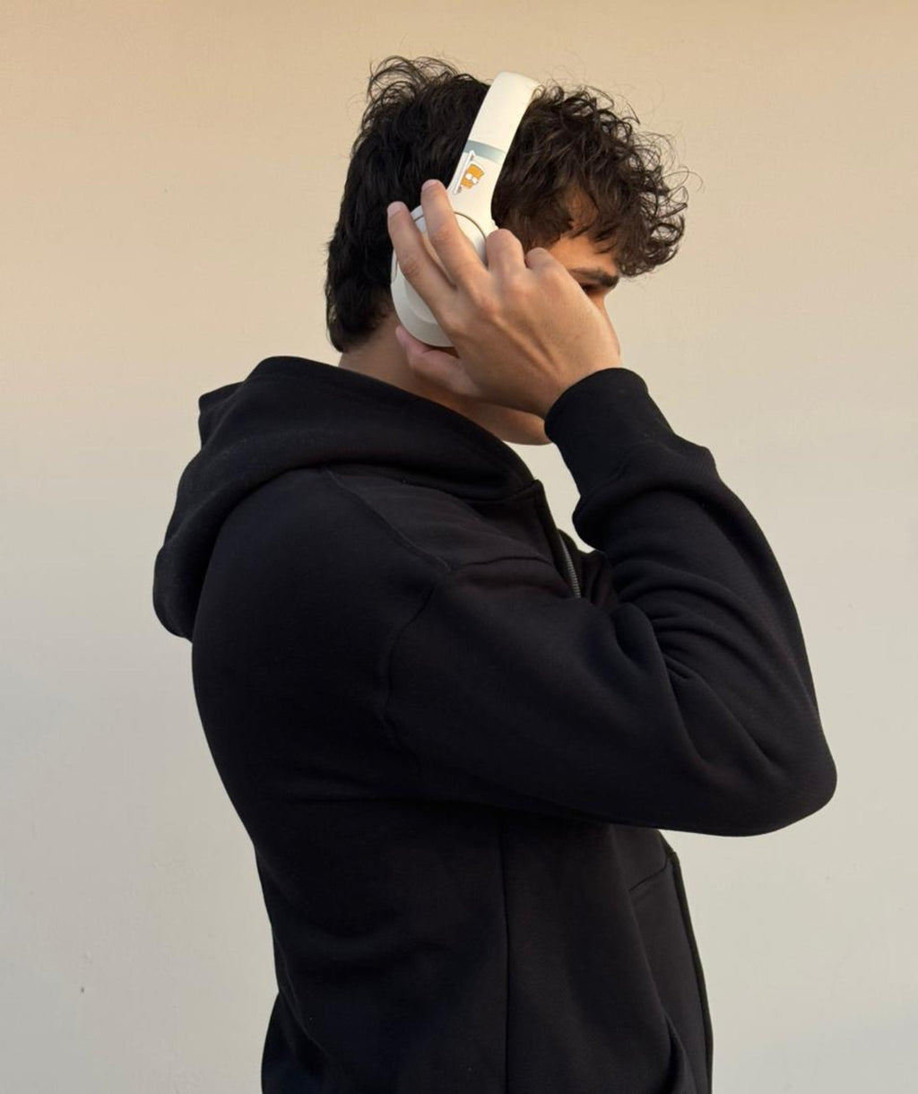 Sweat à capuche zippé oversize épais noir
